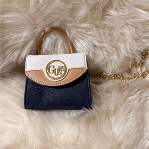 Guess Women's Navy, White, and Tan Mini Bag